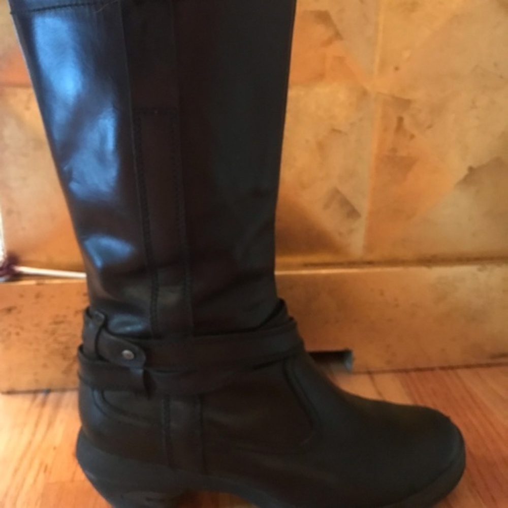 MERRELL Black Midcalf LEATHER BOOTS Ladies 8 ZIP